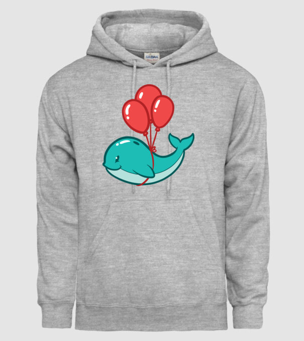 Balenă Drăguță cu Balon model gri pe tricou