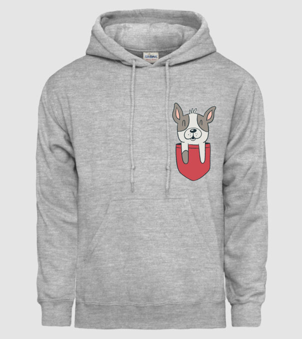 Buzunar pentru Bulldog francez drăguț model gri pe tricou