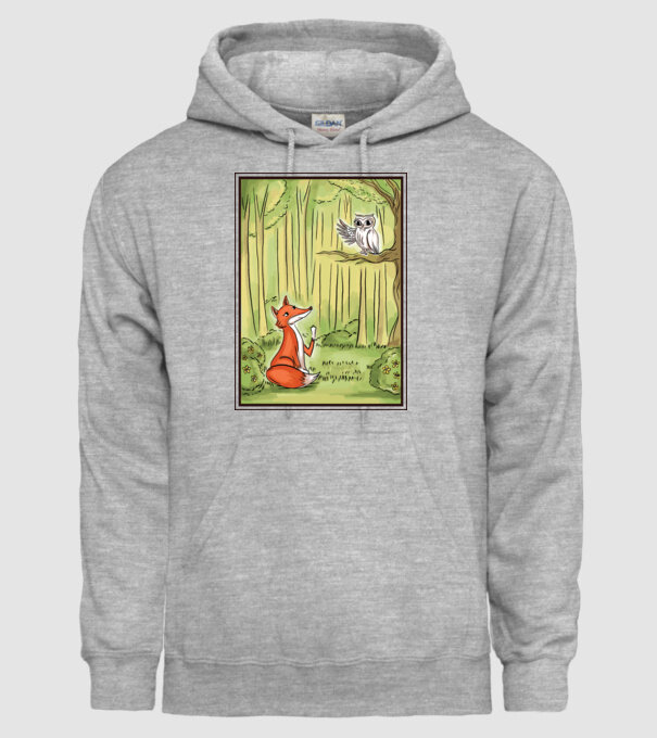 Vulpe drăguț cu bufniță model gri pe tricou