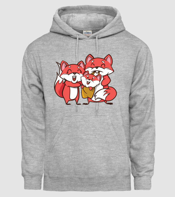 Familie Vulpe drăguță model gri pe tricou