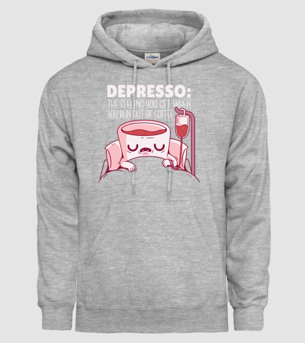 Depresso - Sentimentul când rămâi fără cafea model gri pe tricou