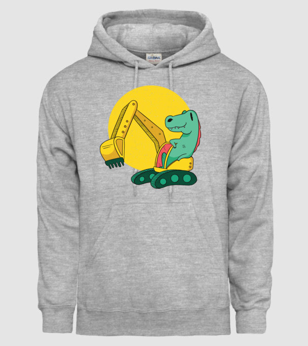Excavator dinozaur model gri pe tricou