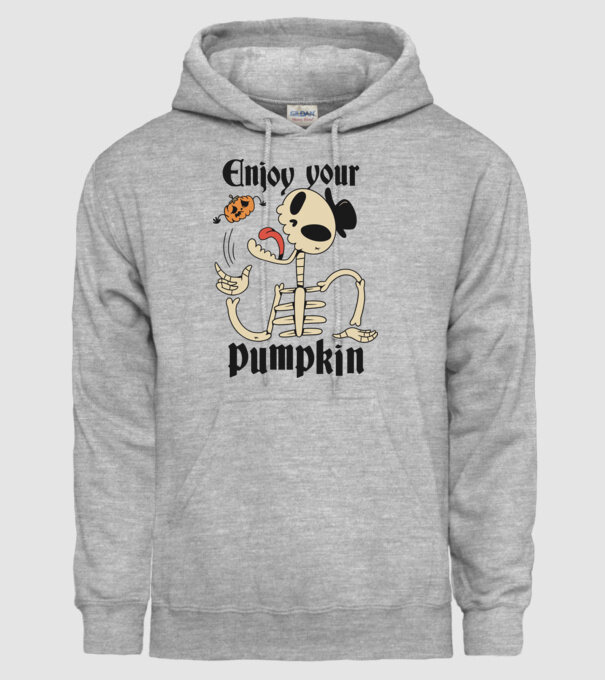 Enjoy your pumpkin Skeleton model gri pe tricou
