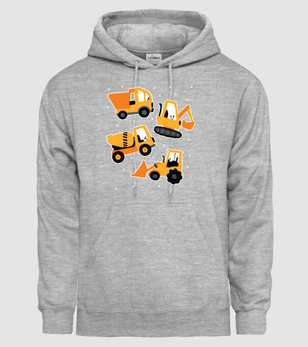 Vehicule de construcții model gri pe tricou