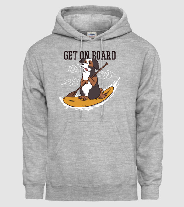 Câine vâslind model gri pe tricou