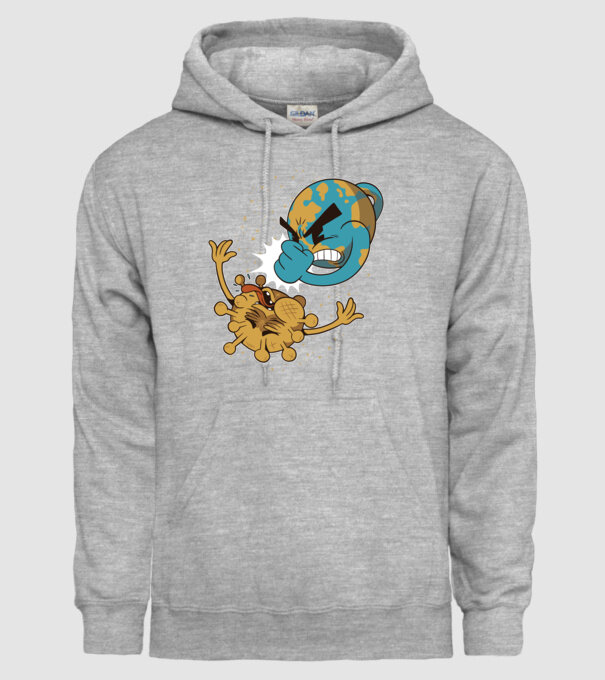 Pământ vs Coronavirus model gri pe tricou