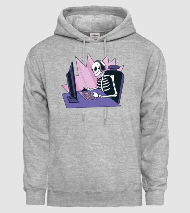 Schelet Gamer model gri pe tricou