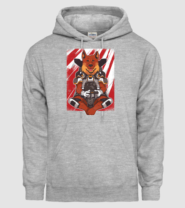 Gamer Ciobănesc german Apex model gri pe tricou