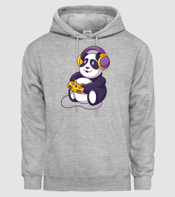 Gamer Panda model gri pe tricou