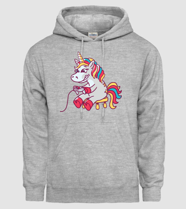 Gamer Unicorn model gri pe tricou