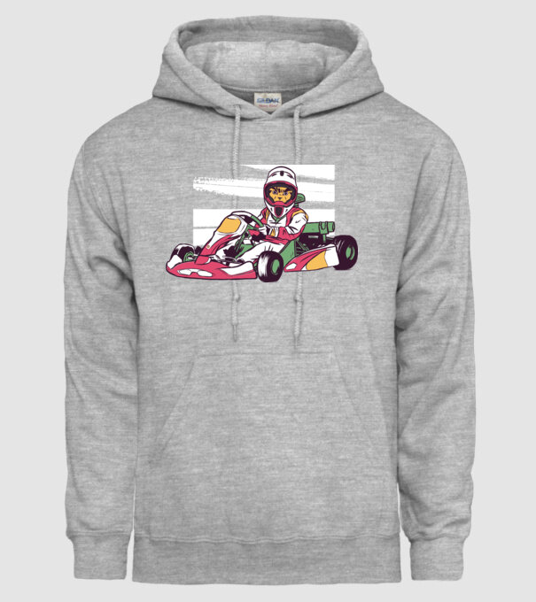 Pisică gokart model gri pe tricou