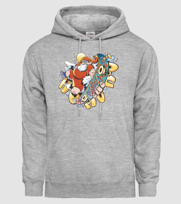 Moș Crăciun Skateboarder model gri pe tricou