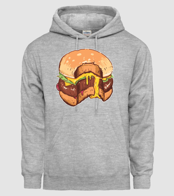 Hamburger model gri pe tricou