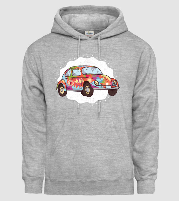 Hippy Beetle Volkswagen model gri pe tricou