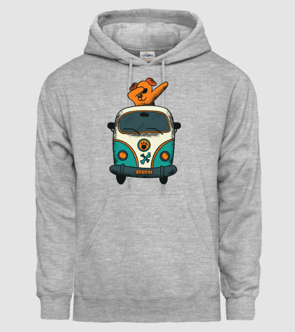 Microbuz Hippi Câine DAB model gri pe tricou