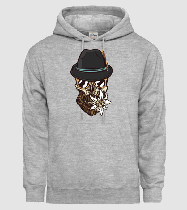 Craniu Hipster model gri pe tricou