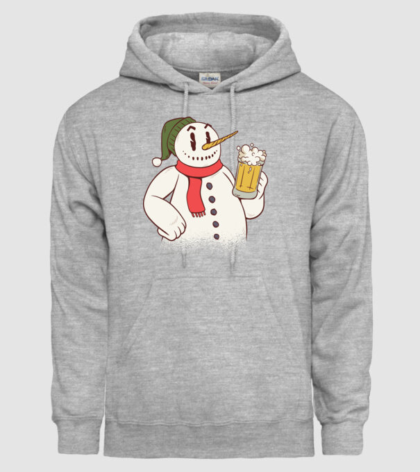 Om de zăpadă cu bere model gri pe tricou