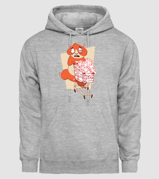 Hamster Panică cumpărături model gri pe tricou