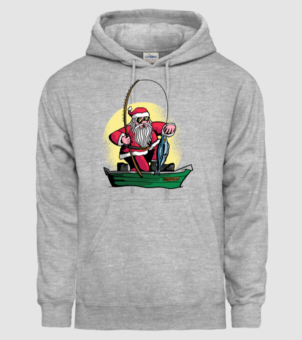 Moș Crăciun pescar model gri pe tricou