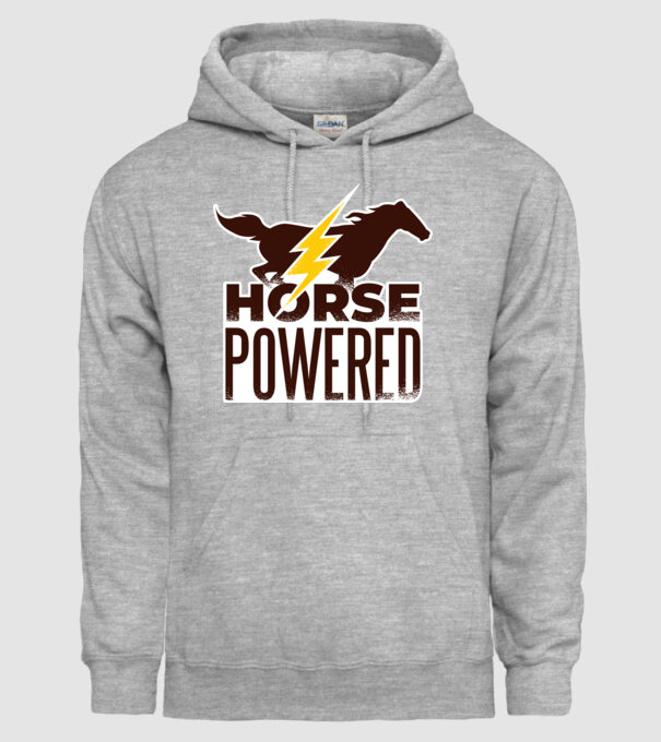 Horse Powered Cal-putere tricou călăreț model gri pe tricou