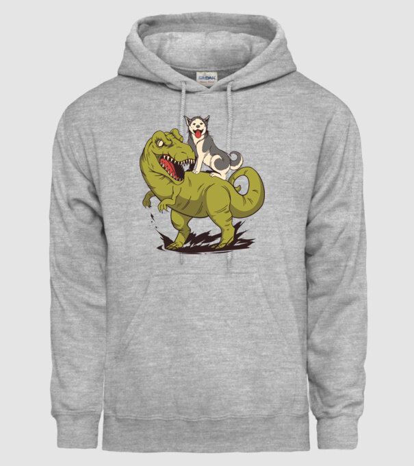 Dinozaur Husky model gri pe tricou