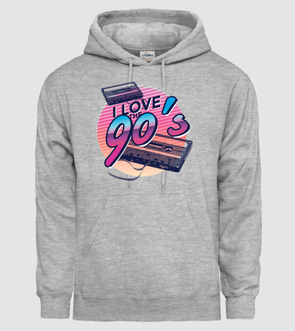 I love the 90s Casetă model gri pe tricou