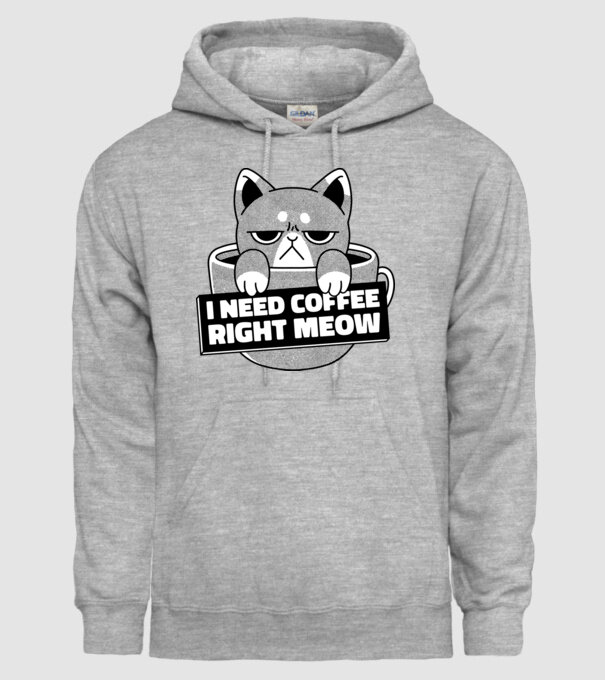 I need Coffee Right Meow model gri pe tricou