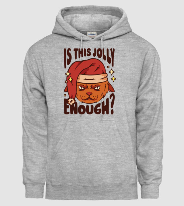 Is this Jolly enough tricou de Crăciun model gri pe tricou