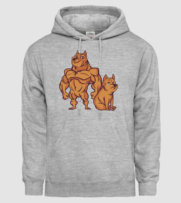 Câine musculos model gri pe tricou