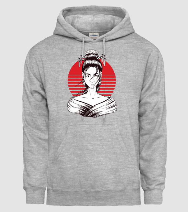 Geisha japoneză model gri pe tricou