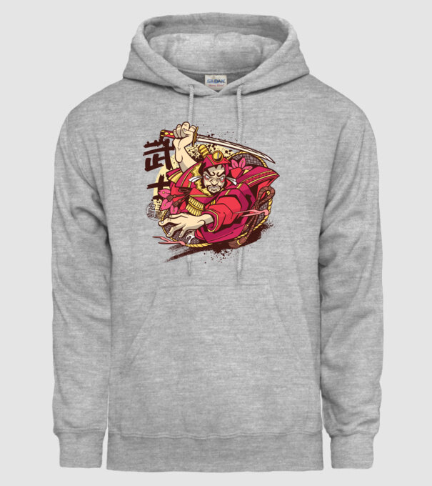 Războinic japonez model gri pe tricou