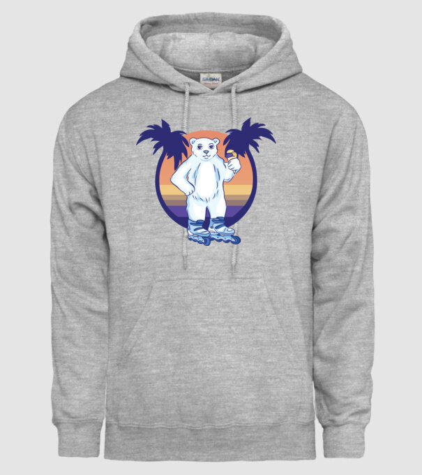 Urs polar cu patine cu rotile model gri pe tricou