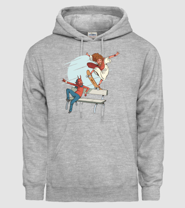 Isus Skateboarding model gri pe tricou