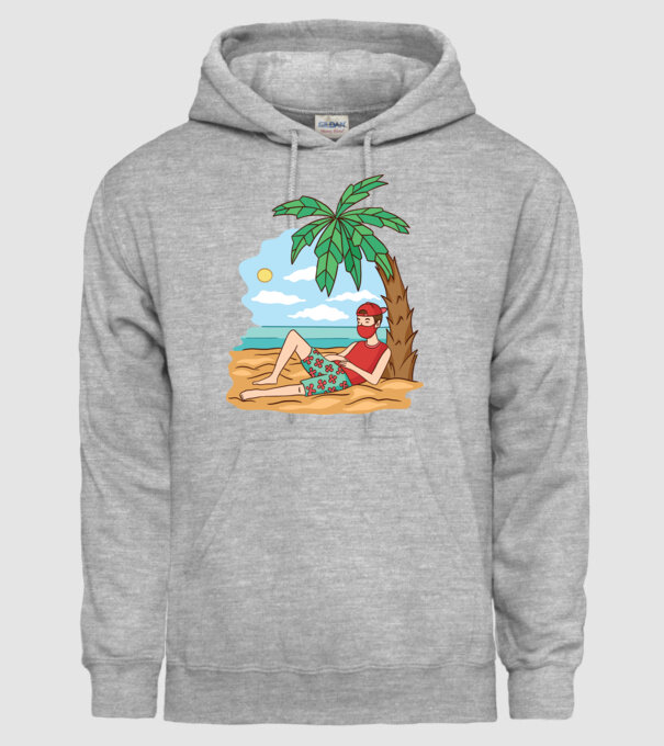 Vacanță în carantină model gri pe tricou