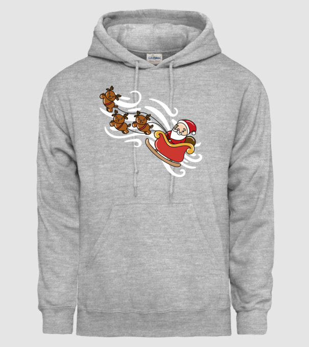 Kawaii sanie Moș Crăciun model gri pe tricou