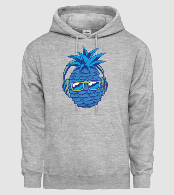 Ananas albastru cu căști model gri pe tricou