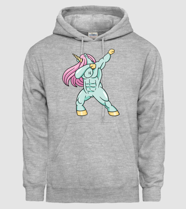 Unicorn Body Building DAB model gri pe tricou