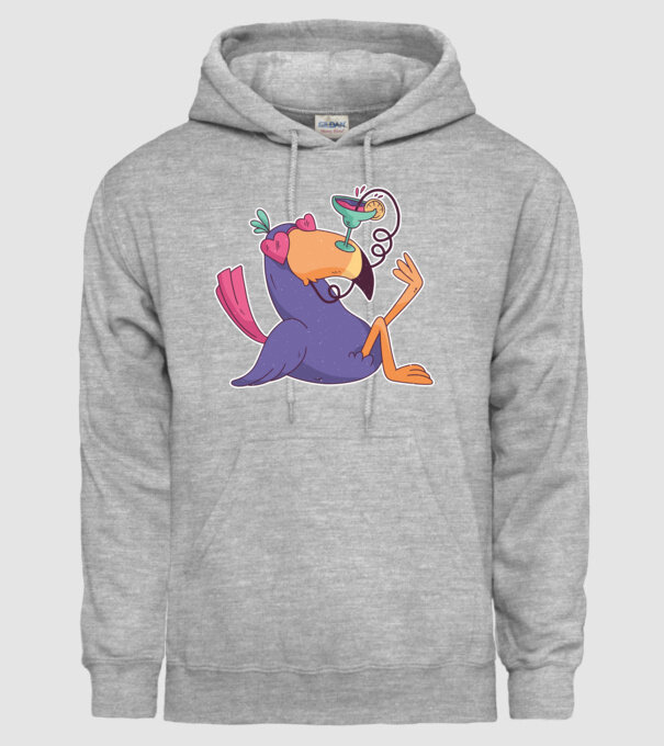 Toucan cu cocktail model gri pe tricou