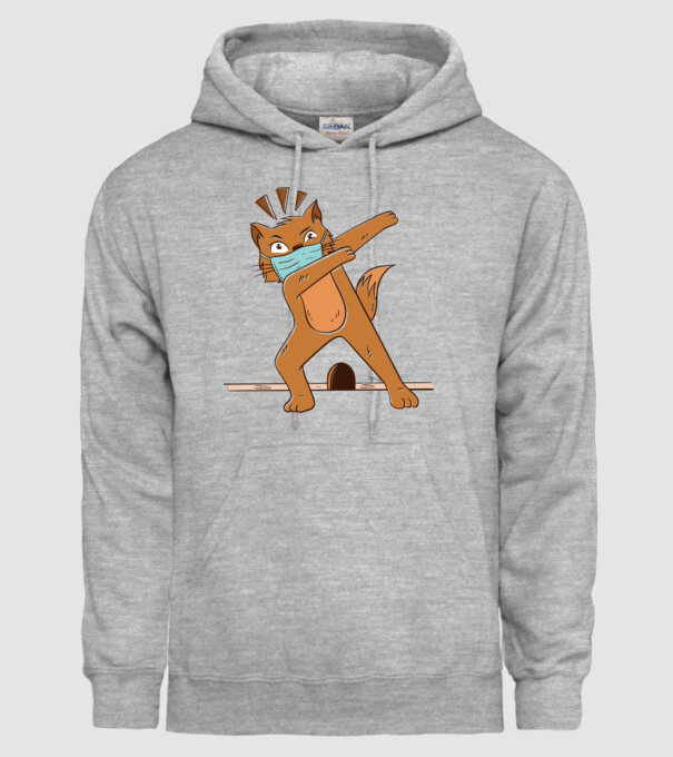 Mască Pisică Coronavirus model gri pe tricou
