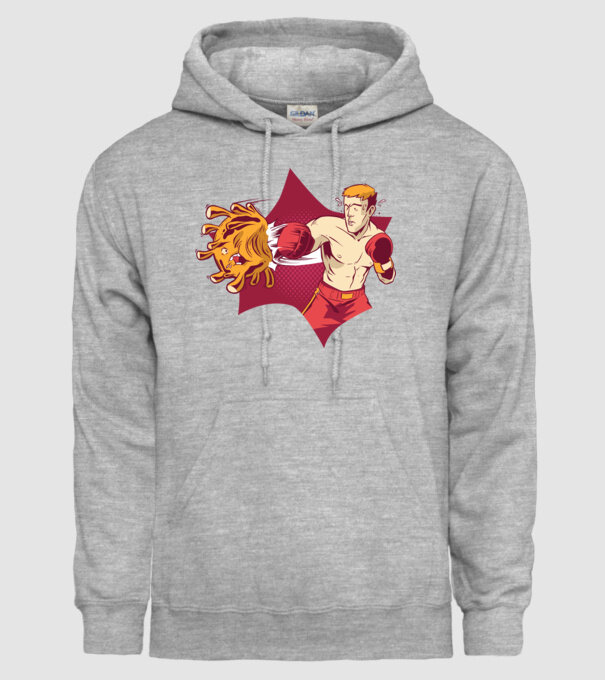 Coronavirus KO - Box model gri pe tricou