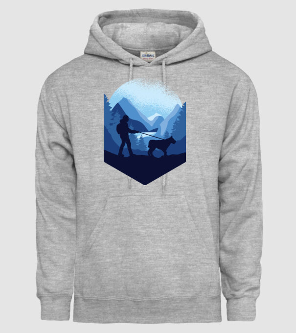 Excursie cu Câine model gri pe tricou