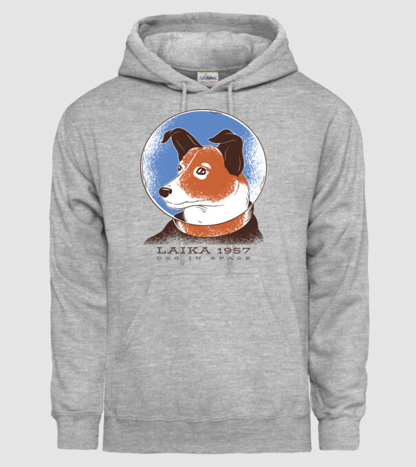 Laika 1957 - Câine în spațiu model gri pe tricou