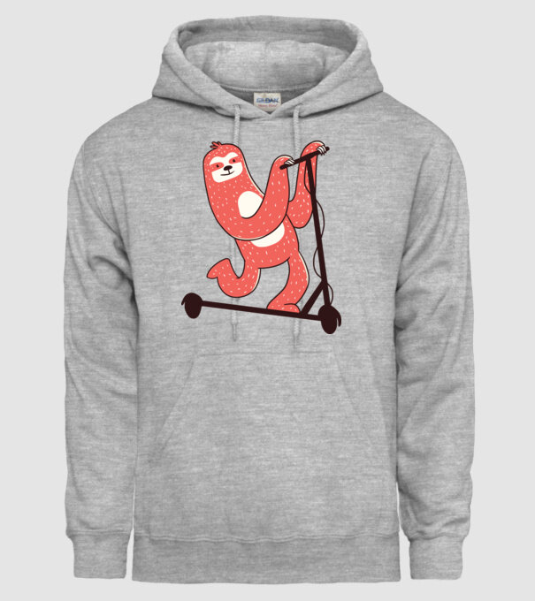 Leneș pe trotinetă model gri pe tricou