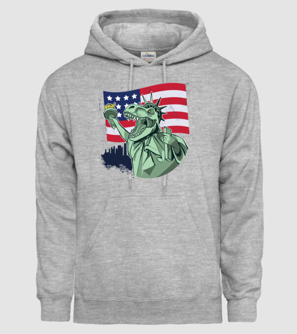 Liberty-Rex SUA Dinozaur model gri pe tricou