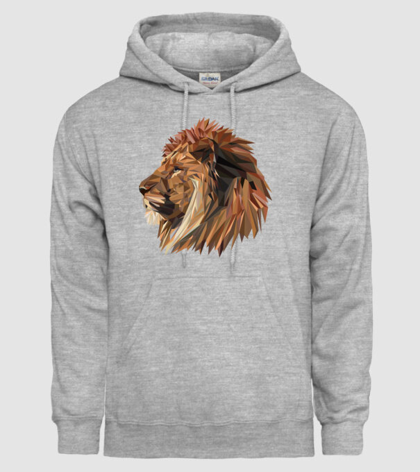lion polygon model gri pe tricou
