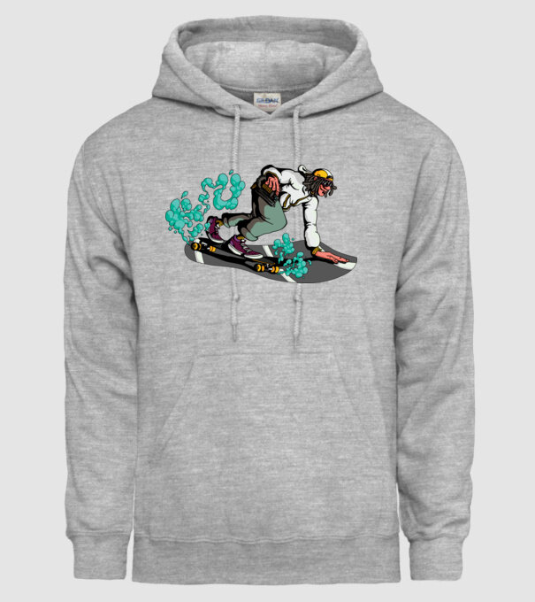 Longboard model gri pe tricou