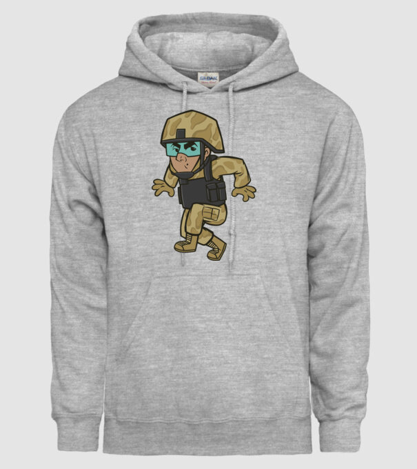 Soldat strecurându-se model gri pe tricou