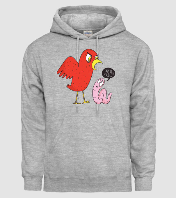 Pasăre cu vierme model gri pe tricou