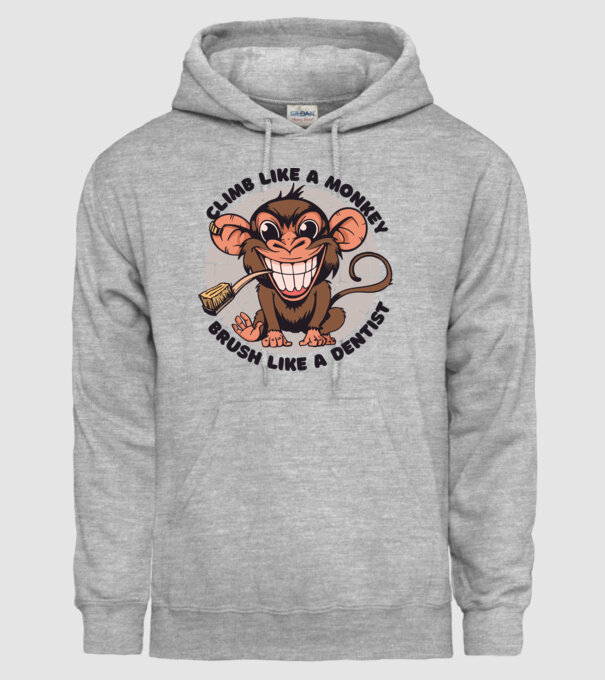 Periuță de dinți maimuță model gri pe tricou