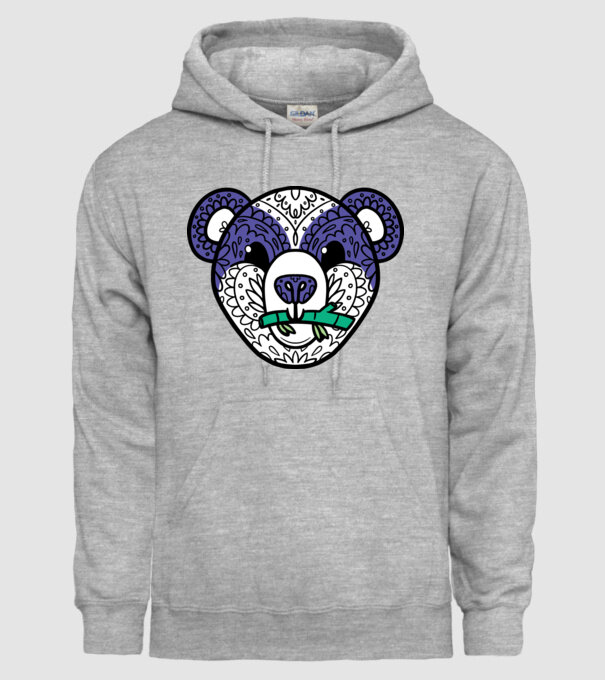Mandala Panda model gri pe tricou